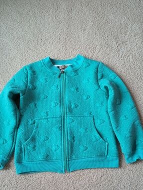 Girls' Part Kids Teal Textured Zip-Up Jacket Size 6-7